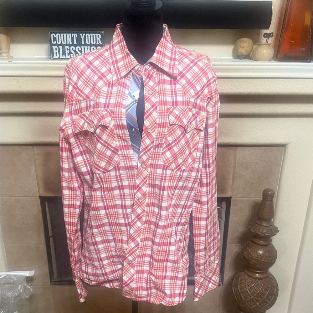 Red Plaid Button-Up Shirt -True Religion